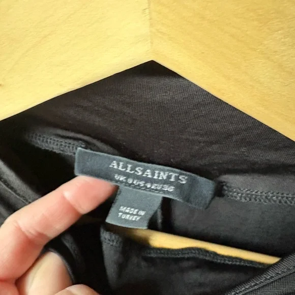 All Saints Marina Black Long Sleeve Top - Picture 6 of 10